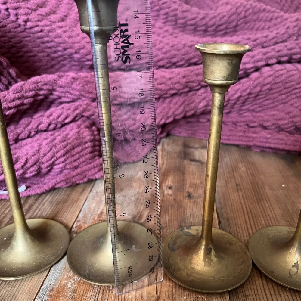 Vintage Graduated Brass Candlesticks Set of 7 Ascending Height Taper Holders